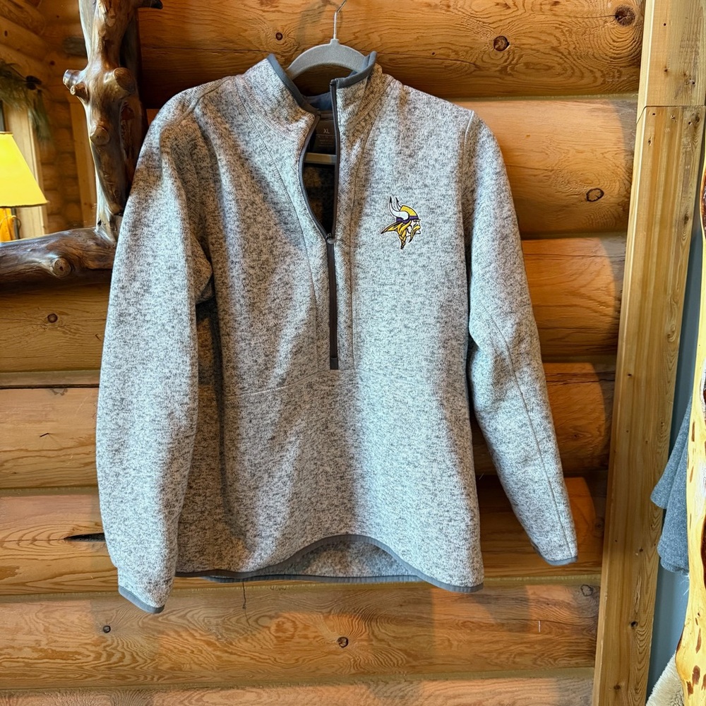 Gray Quarter-Zip Sweater Vikings